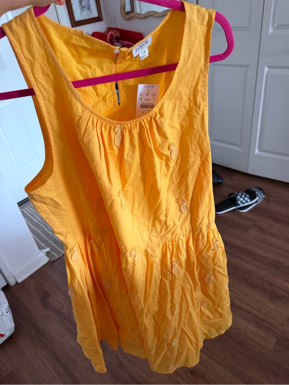 J. Crew Yellow Pineapple-Embroidered Sundress Size 12